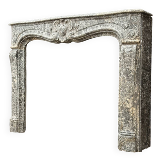 Regency fireplace in grey marble, Sainte-Anne, 18th century