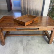 Rustic farmhouse antique coffee table made of solid oak with 1 drawer 50.