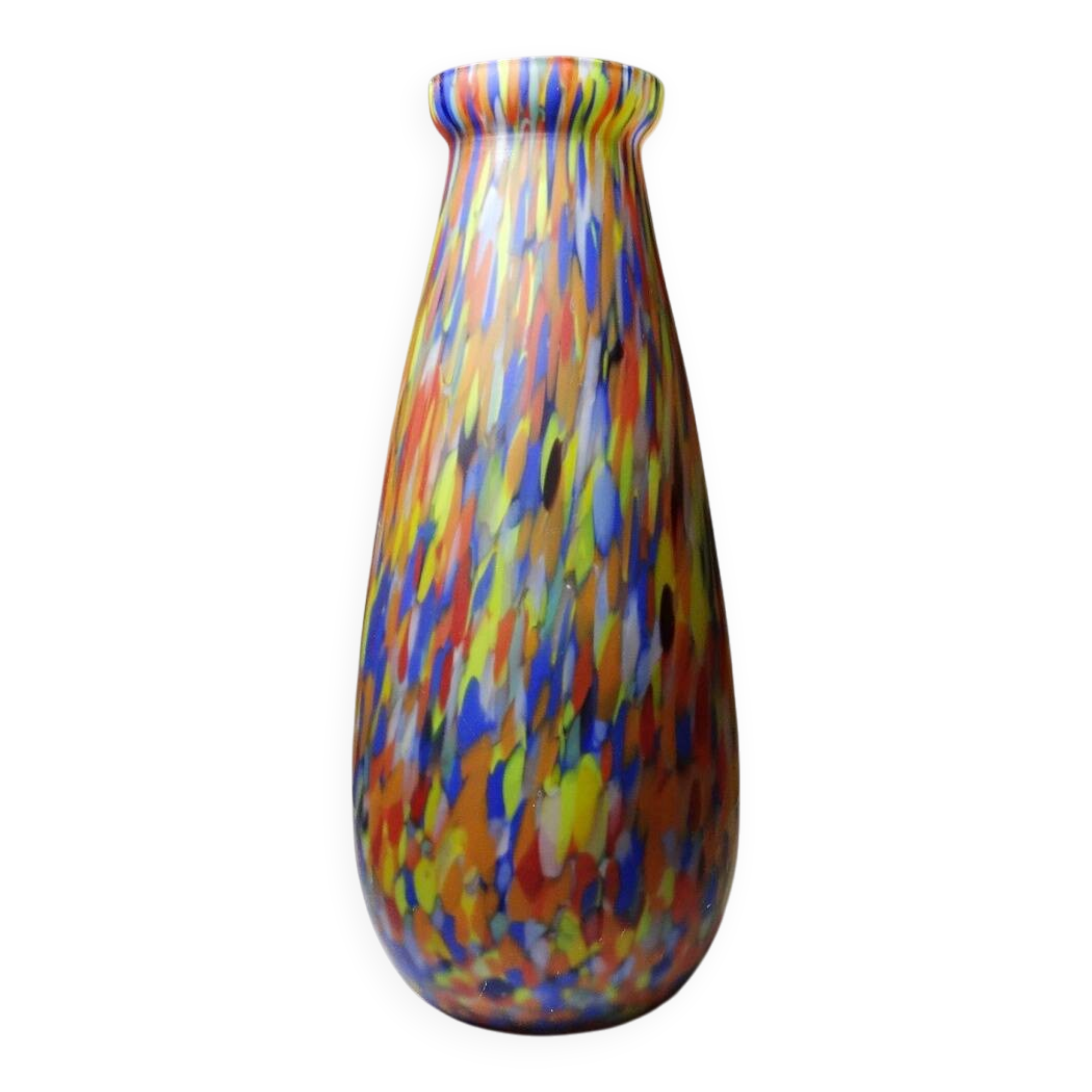 Vase ancien en verre jaspé polychrome type Clichy-Legras, Art déco