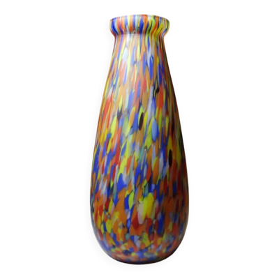 Vase ancien en verre jaspé polychrome type Clichy-Legras, Art déco