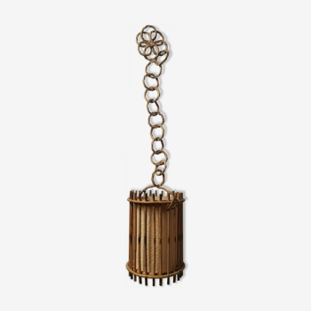 Suspension vintage bambou et rotin