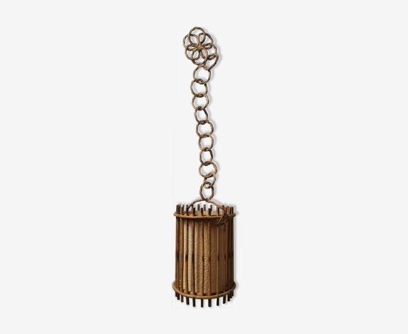 Suspension vintage bambou et rotin