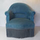Fauteuil crapaud velours bleu