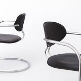 Effezeta chair, tubular chrome structure and black faux leather, made in Italy.