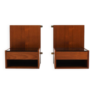 Pair Teak Hanging Bedside Tables by Hans Wegner for Getama