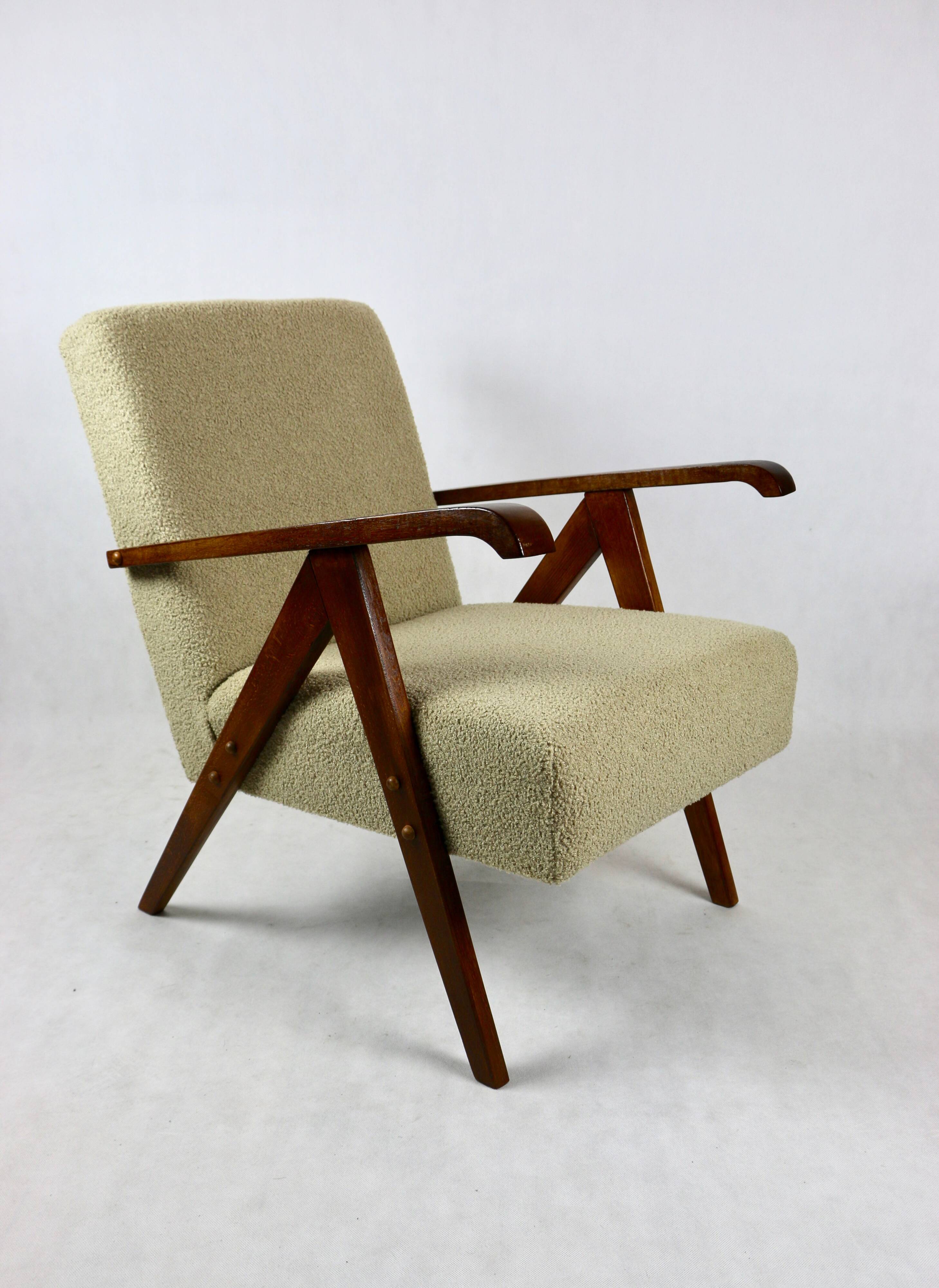 Vintage Beige Boucle Armchair in Style of Var B310, 1970s