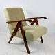 Fauteuil Vintage Boucle Beige Style Var B310, 1970