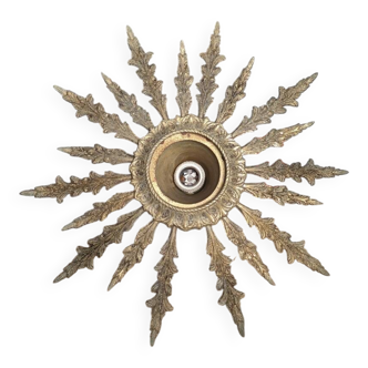 Vintage sun suspension in gilded bronze – Hollywood Regency style