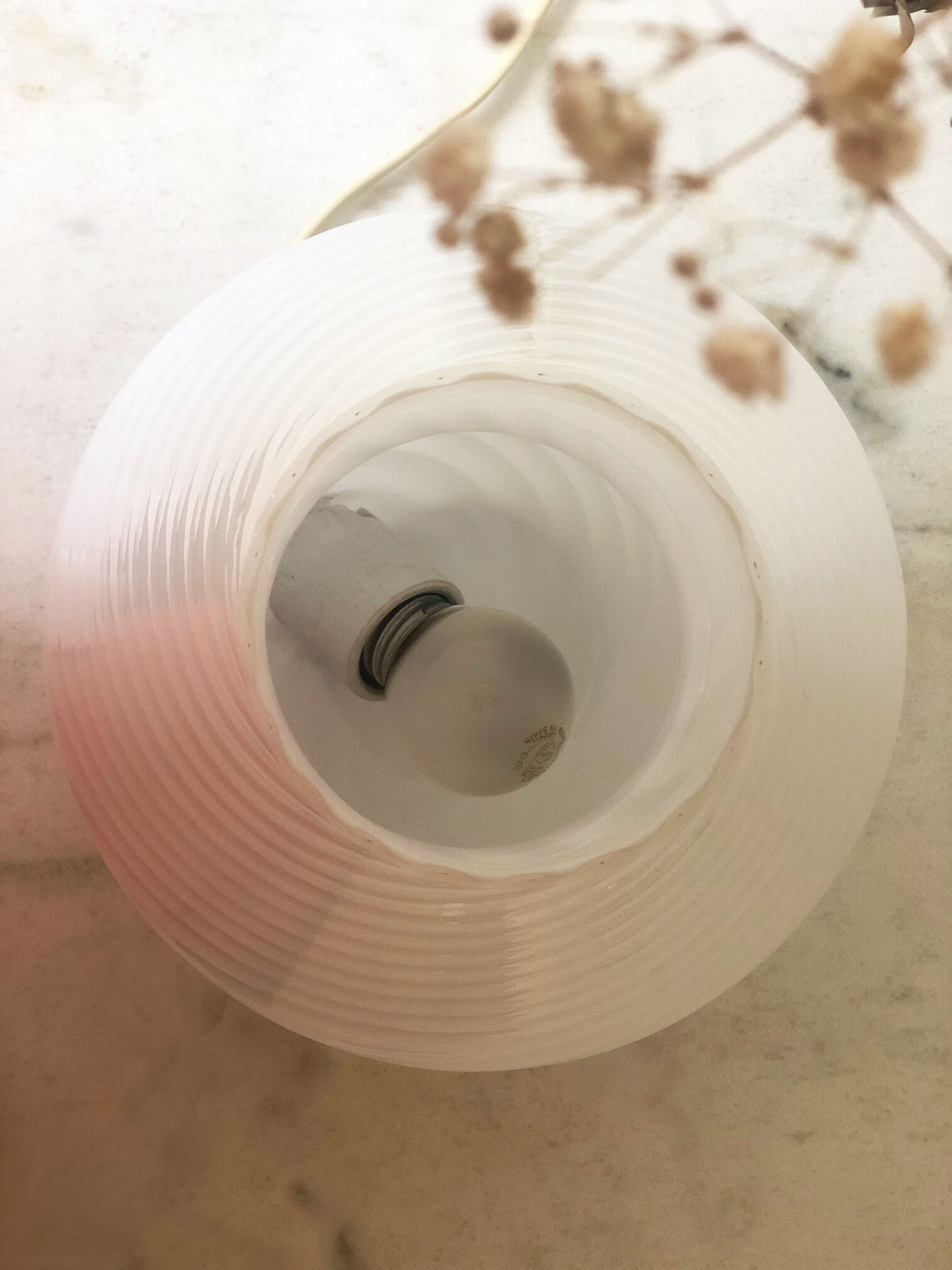 Murano "Vetri" white mushroom with touring stripes