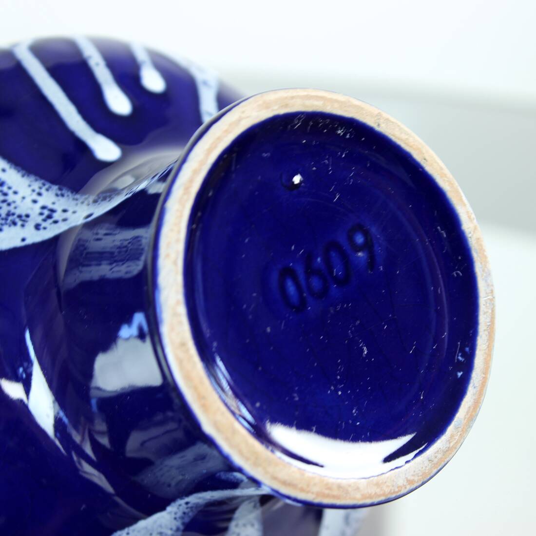 Vase vintage en céramique bleue, Tchécoslovaquie 1960