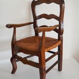 Children's armchair in solid wood with its mulched seat