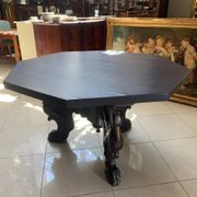 Octagonal oak table, 19th century, griffins
