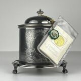 Antique silver biscuit box with silver plating by James Deakin & Sons, 1890s.