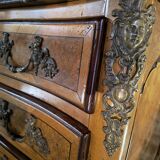 "Louis XIV" style commode with green Alpine marble and walnut burl.