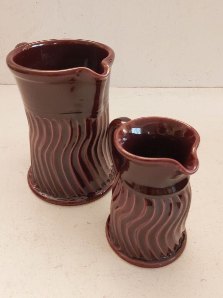 2 vintage ceramic pitchers Les Cyclades Anduze
