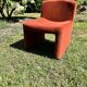 Fauteuil arfa velours rouge brique