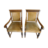 Pair of solid cedar armchairs from the end of the 19th century