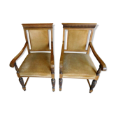 Pair of solid cedar armchairs from the end of the 19th century