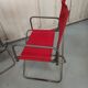 Lot 4 Renolux camping armchairs folding iron and red fabric