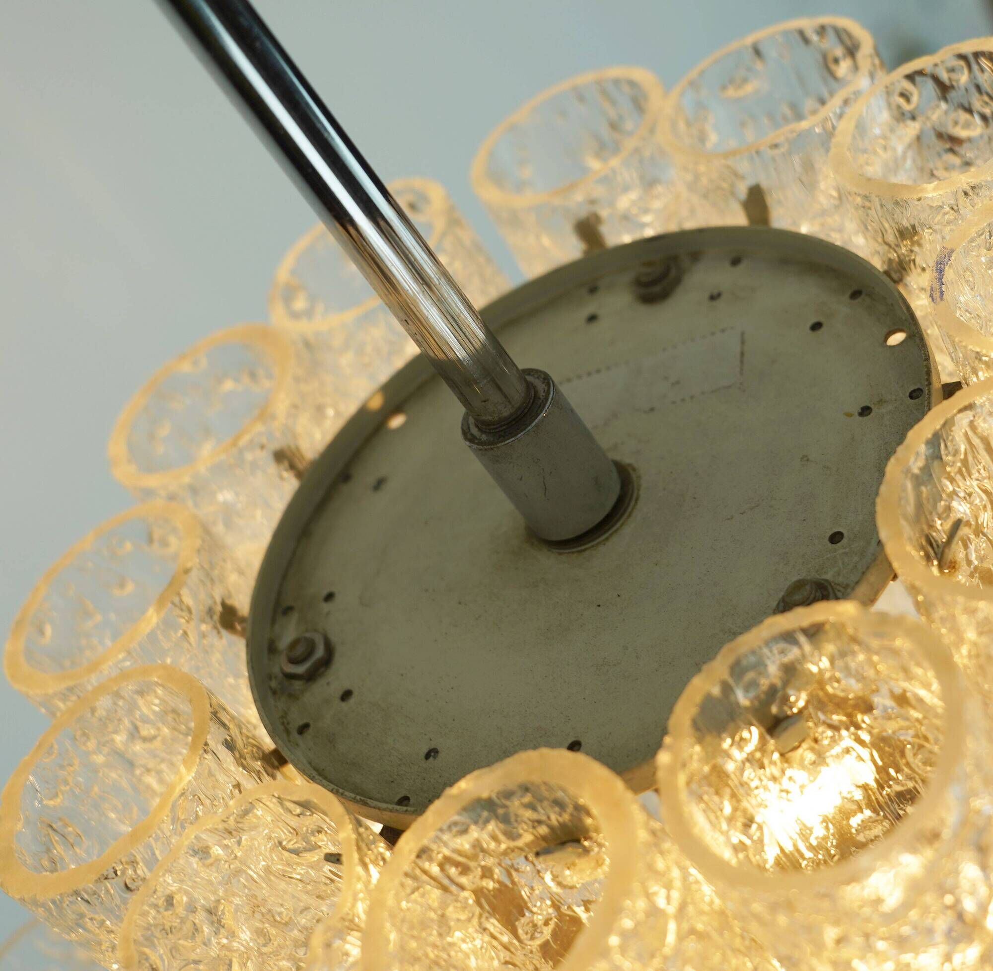 3-tier 1960s vintage mid century doria ice glass CHANDELIER with 45 glasses