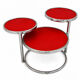 Table basse année 70 à trois niveaux en verre structure acier chromée