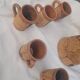 Set of old Corsican cork and terracotta handcrafted pitcher and cup
