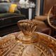 Cut amber glass candy dish – France, 1950s