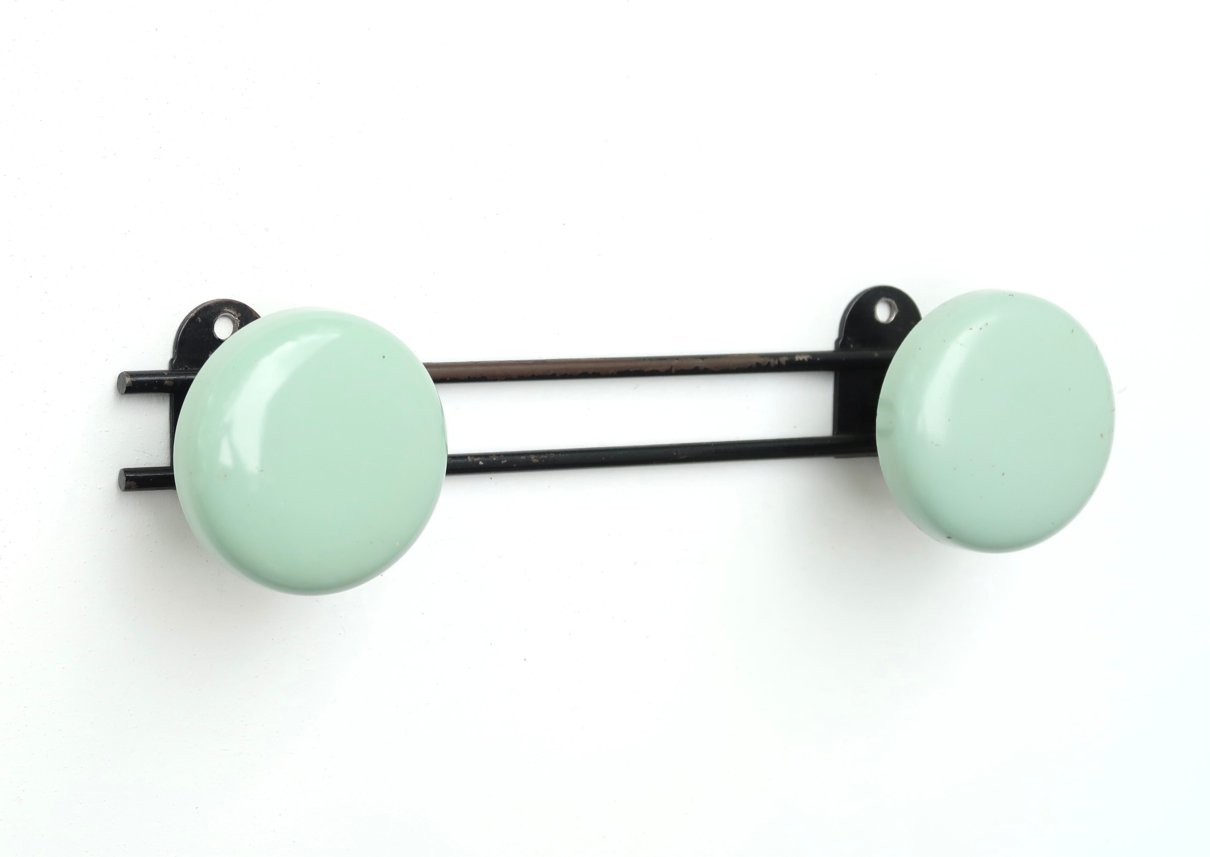 Coat rack in black and blue green metal, 50s