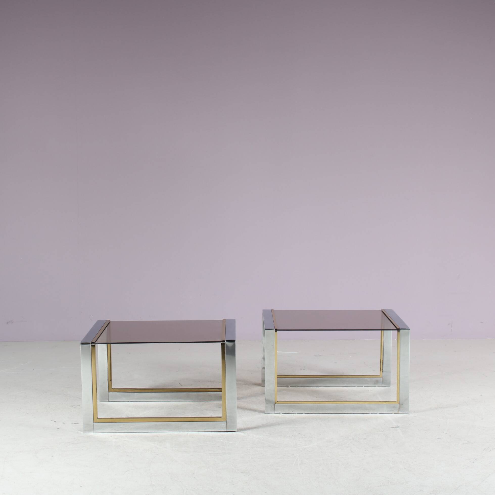 1970s Pair of side tables by Belgo Chrom, Belgium