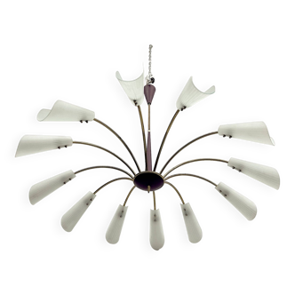 Mid-Century Large 12 arms spider chandelier, Italy 1950s