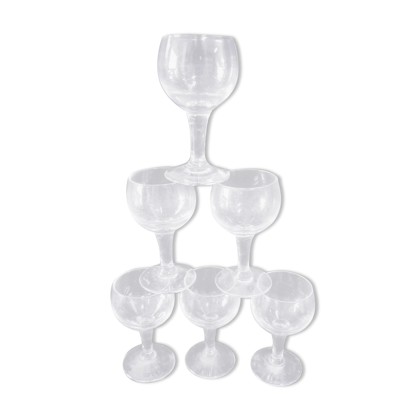 6 glass glass with glass feet