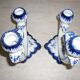 Pair of 2-pointed ceramic candlesticks from Portugal
