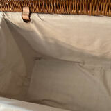Woven wicker vintage suitcase