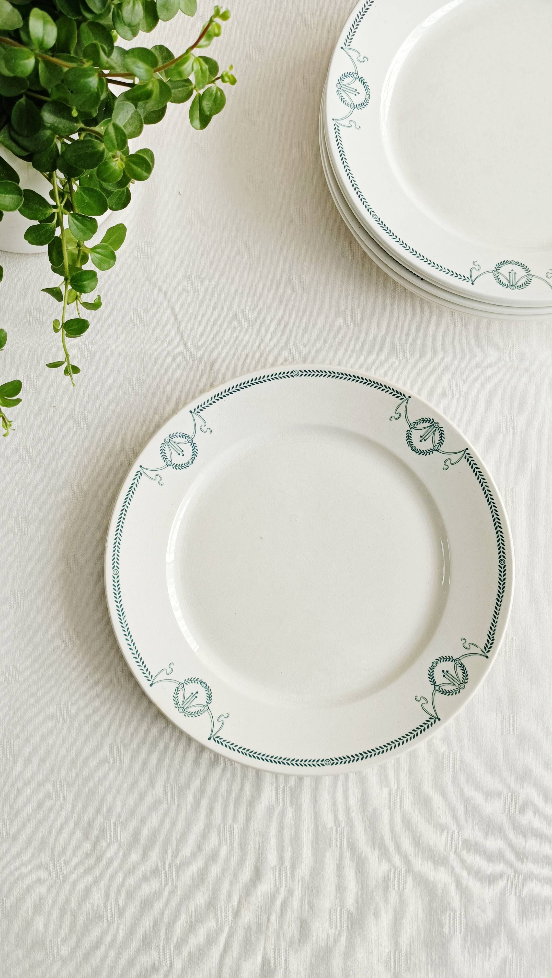 Set of 6 flat plates, ironstone, Petrus Regout, Empire.