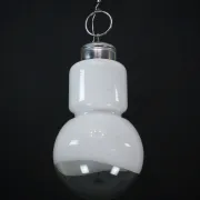 Vintage Mazzega space age chandelier in chrome and murano glass. Italy 1960