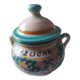 Vintage earthenware sugar bowl signed