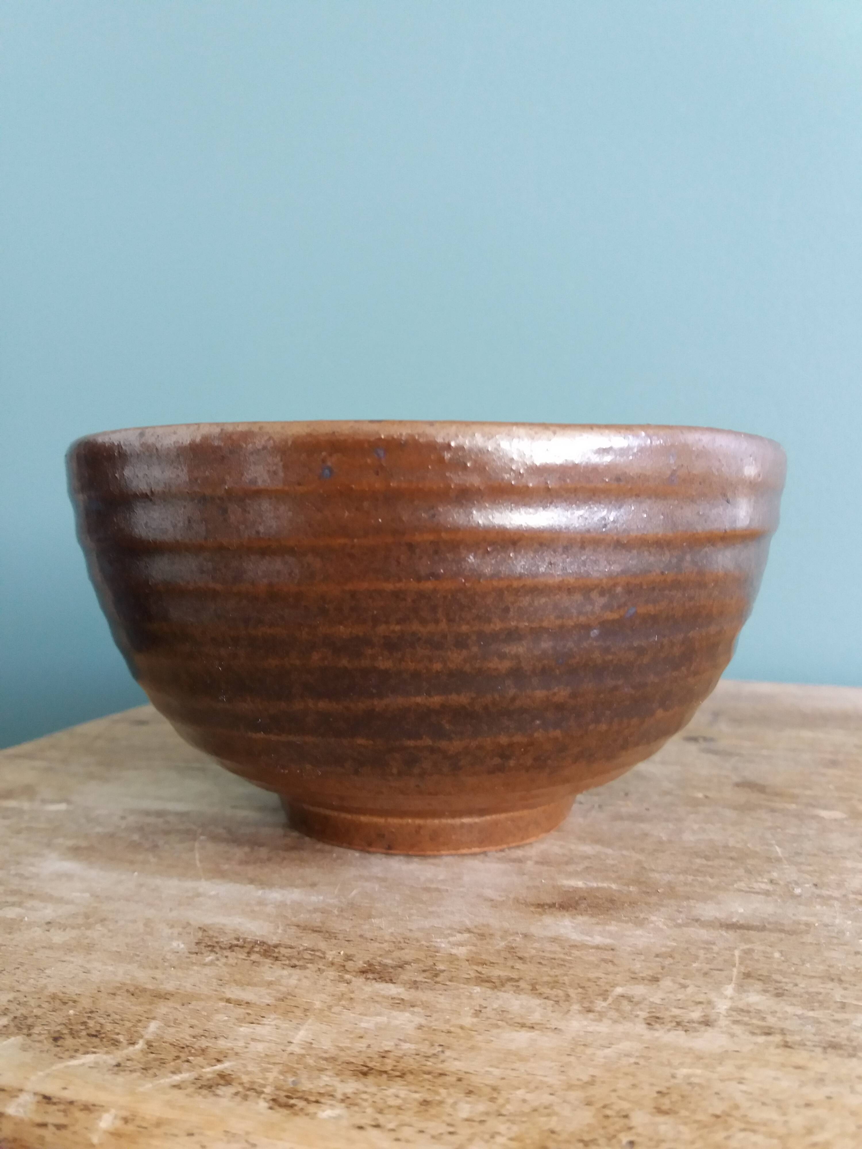 Bol coupelle en grès émaillé signé Fontgombault