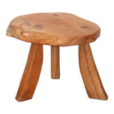 Brutalist solid wood tripod stool vintage
