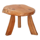 Brutalist solid wood tripod stool vintage