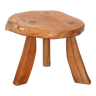 Brutalist solid wood tripod stool vintage