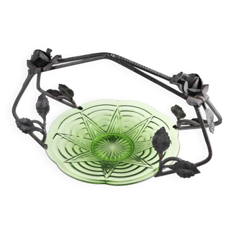 Glass and metal Art Deco Fruit Bowl, France 1920s
