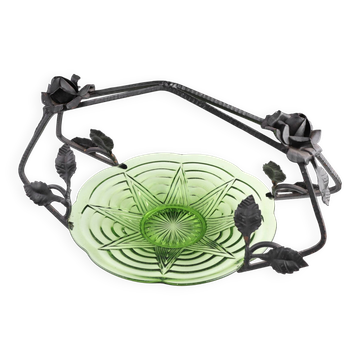 Glass and metal Art Deco Fruit Bowl, France 1920s