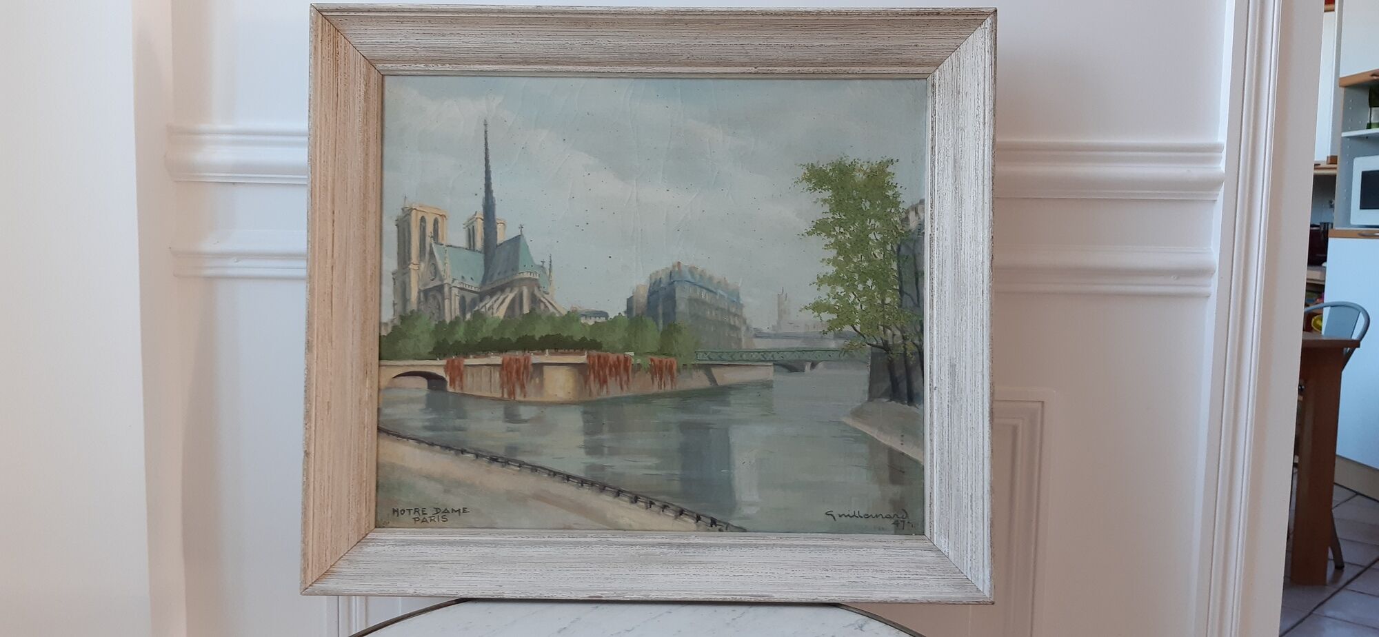 Painting, oil on canvas Paris Notre-Dame 1947 signed Guillemard