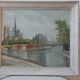 Painting, oil on canvas Paris Notre-Dame 1947 signed Guillemard
