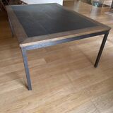 Industrial style dining table in wood and slate