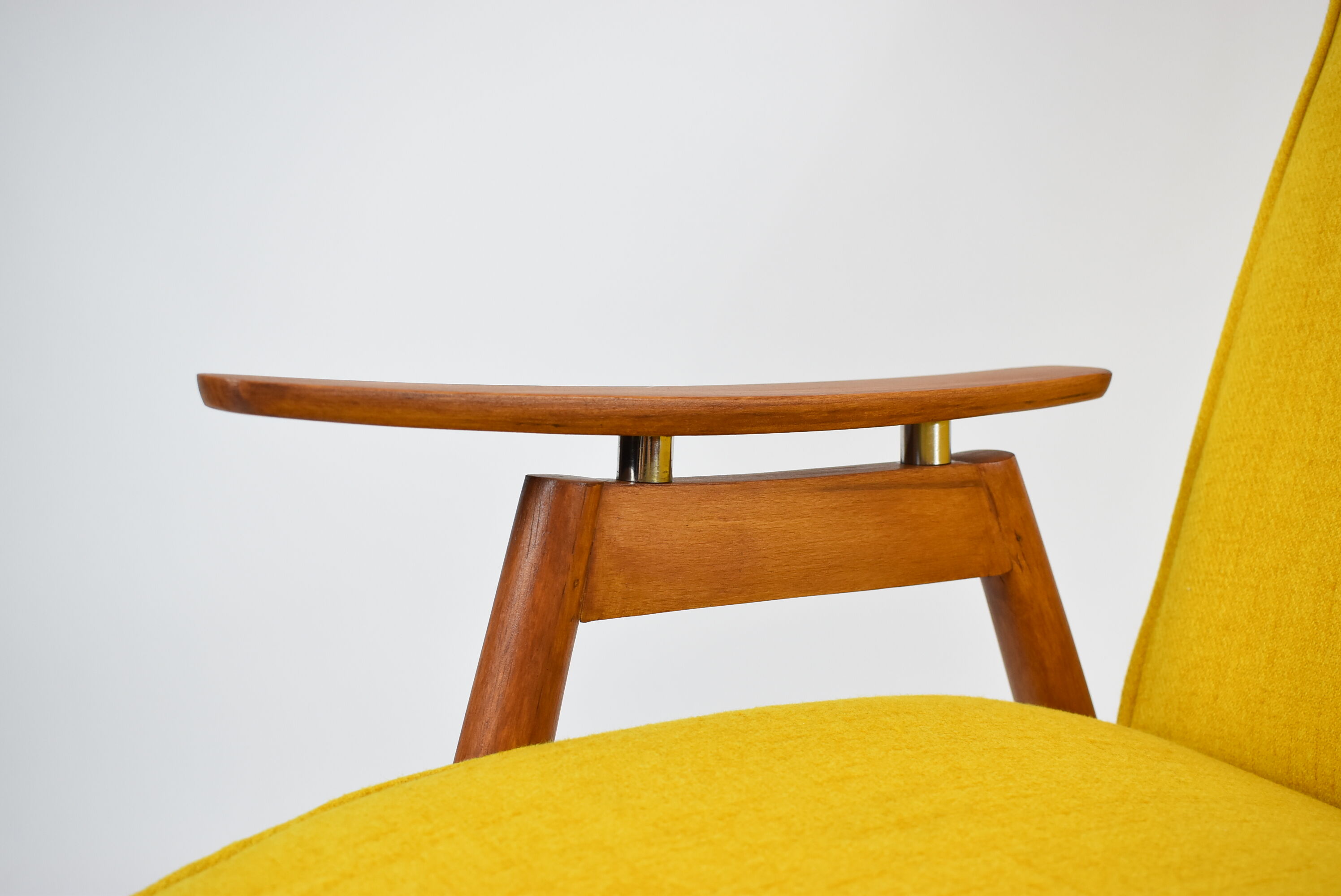 Czech original armchair TON, type 6950, 1960s, yellow, restored