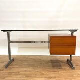 Italian desk from the 70s in smoked glass