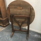 Table Vigneronne ronde ancienne en chêne Bois Massif Pliante