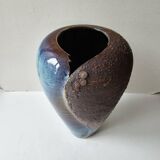 Brutalist ceramic glazed stoneware vase free form (attributed to a & n pinel)