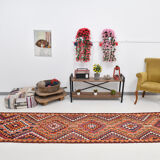 Bold multicolor kilim runner rug,92x395cm
